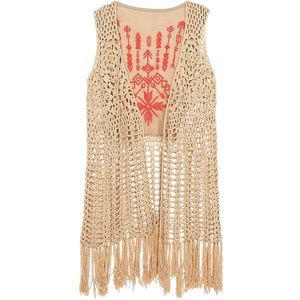 Do everything in love taupe crochet vest